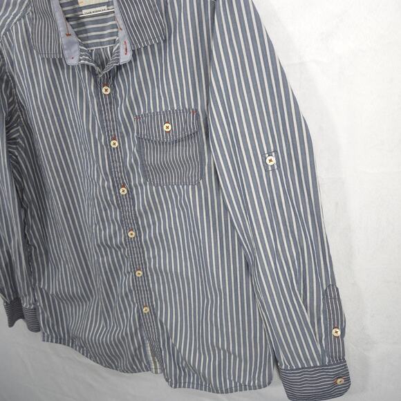 Tommy Bahama Shirt Mens Medium Gray Striped Island Modern Fit Casual Long Sleeve - Picture 3 of 9